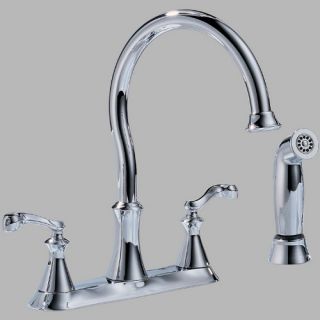 Delta Vessona 21925LFSS Double Handle Kitchen Faucet with Side Spray   Kitchen Faucets