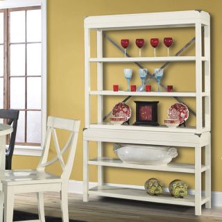 Howard Miller Campaign Sofa Table Base & Hutch   Moonbeam White   Dining Accent Furniture