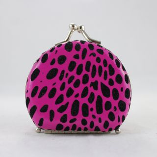 Round Leopard Print Jewelry Travel Case   Hot Pink   2.6L x 2.2W in.   Womens Jewelry Boxes