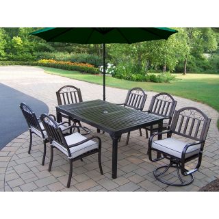 Oakland Living Rochester 67 x 40 in. Patio Dining Set with 2 Swivel Chairs and Cantilever Umbrella   Patio Dining Sets