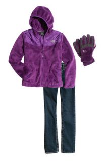The North Face Oso Jacket, True Religion Brand Jeans Julie Pink   Big T Straight Leg Jeans & The North Face Denali Thermal Gloves (Big Girls)