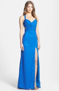 Jim Hjelm Occasions Two Tone Pleat Chiffon Gown
