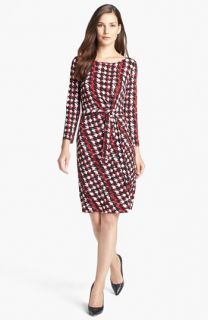 Anne Klein Tie Front Abstract Houndstooth Print Dress