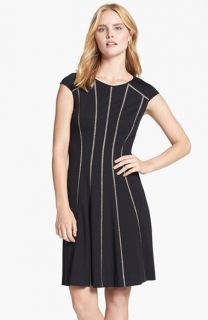 Hailey by Adrianna Papell T back Mixed Media Fit & Flare Dress