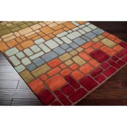 Hand tufted Multi Colored Geometric Tile Contemporary Gorleston Wool Abstract Rug (8' x 11') Surya 7x9   10x14 Rugs