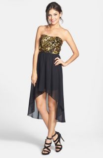 Hailey Logan Sequin Bodice High/Low Dress (Juniors) (Online Only)