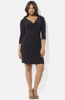 Lauren Ralph Lauren Faux Wrap Jersey Dress (Plus Size)