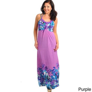 Stanzino Women's Silk Blend Sleeveless Floral Plus Size Maxi Dress Dresses