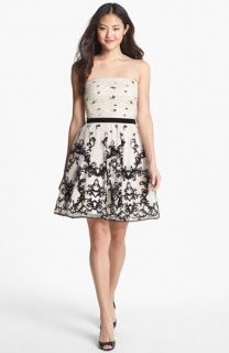 Adrianna Papell Embroidered Tulle Fit & Flare Dress