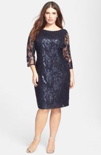 Adrianna Papell Sequin Lace Sheath Dress (Plus Size)