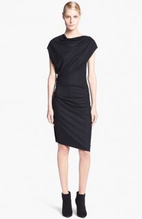 Helmut Lang Sonar Wool Asymmetrical Sleeve Dress