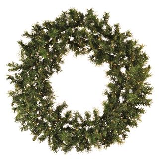 48 Inch Pre lit Mixed Pine Christmas Wreath Seasonal Decor