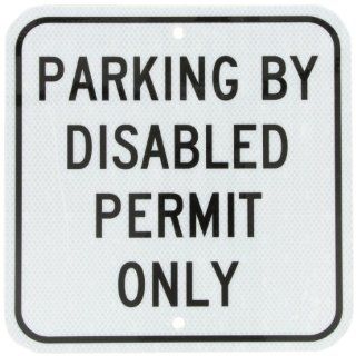 Accuform Signs FRA193RA Engineer Grade Reflective Aluminum Handicap Parking Sign, For Florida, Legend "PARKING BY DISABLED PERMIT ONLY", 12" Width x 12" Length x 0.080" Thickness, Black on White