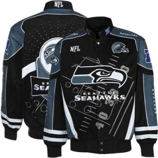 Seattle Seahawks Navy Blue College Navy Scoreboard Full Button Twill Jacket