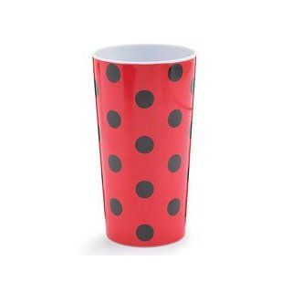 Red with Black Dots Round Melamine Vase   Decorative Vases