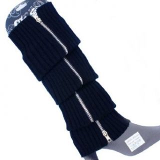 ECOSCO Cable Knit Metal Zipper Classic Boot Shaft Style Soft Acrylic Leg Warmer (Black) Clothing