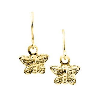 14K Yellow Gold Children's Butterfly Earrings Katarina Jewelry