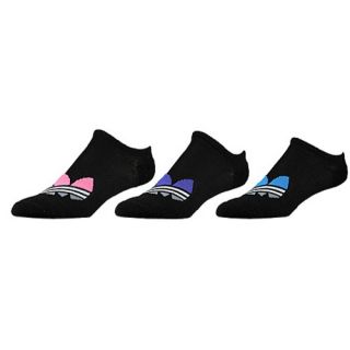 adidas Originals 3 Pack Large Trefoil SL No Show Socks   Womens   Casual   Accessories   Black/Ultra Pop/Blast Purple/Bluebird/White