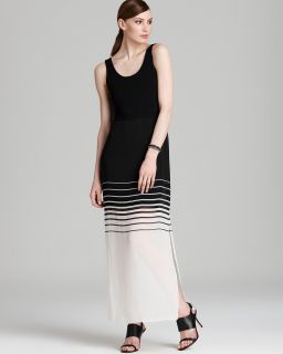 VINCE CAMUTO Chiffon Overlay Inverted Stripe Maxi Dress's