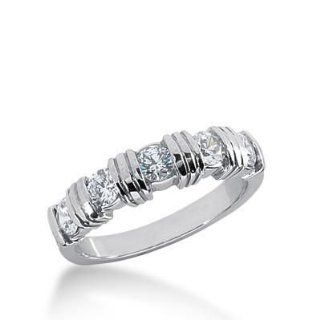 950 Platinum Diamond Anniversary Wedding Ring 5 Round Brilliant Diamonds 0.75 ctw. 245WR1090PLT Wedding Bands Wholesale Jewelry