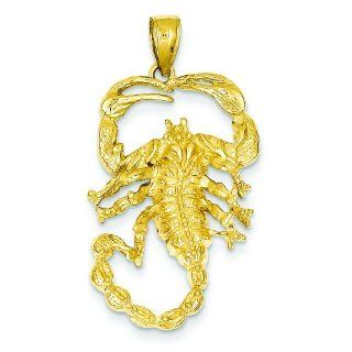14K Yellow Gold Scorpion Charm Polished Pendant Jewelry