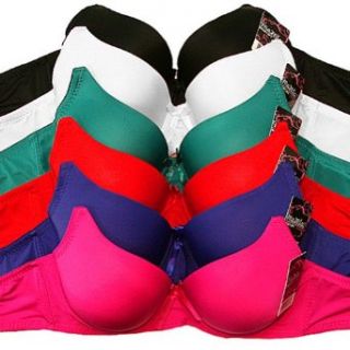 247 Frenzy Women's Solid Microfiber Full Cup Molded Bra 6 Pack Clothing