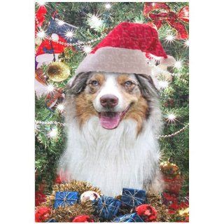 Australian Shepherd Red Merle Christmas 252 Pc. Puzzle with Photo Tin   Plaques