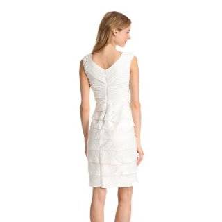 Adrianna Papell Women's Shimmer Shutter Dress, Ivory, 12