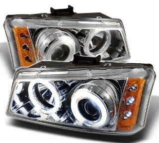 Chevy Silverado 1500/2500/3500 03 06 / Chevy Silverado 1500HD 03 07 / Chevy Silverado 2500HD 03 06 / Chevy Avalanche 02 06 Halo LED (Replaceable LEDs) Projector Headlights   Chrome Automotive