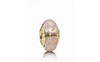 PANDORA Charm   Murano Glass & 14K Gold Pink Spirals's
