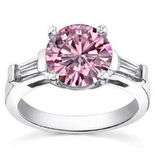 1.30 Vivid Pink Diamond Round Cut Certified Engagement Ring 14k Gold Jewelry