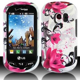 Pink White Flower Hard Cover Case for LG Extravert VN271 UN271 AN271 Cell Phones & Accessories