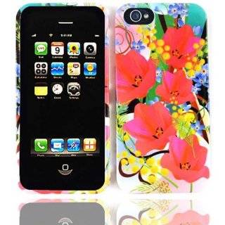 For Apple Iphone 5 Red Hibiscus Flowers Case Accessories Cell Phones & Accessories