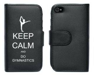 Black Apple iPhone 5 5S 5LP309 Leather Wallet Case Cover Keep Calm and Do Gymnastics Cell Phones & Accessories