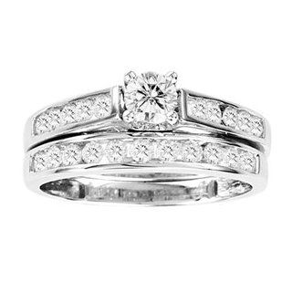 1 Carat Diamond 14k White Gold Cathedral Engagement Wedding Bridal Set Ring Sea of Diamonds Jewelry