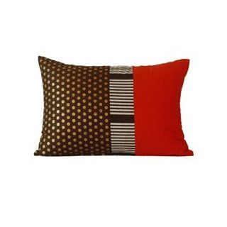 14" X 20" Red & Brown Dotted Throw Pillow Cover  