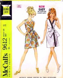 McCall's 9612 Vintage Sewing Pattern Sleeveless Front Wrap Dress Size 12 Bust 34