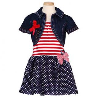 Bonnie Jean Little Girl Patriotic Dress Denim Jacket 6X Clothing