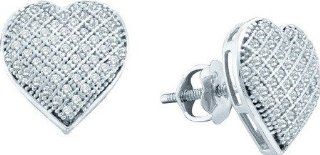 10KT White Gold 0.33 CTW Diamond Micro Pave HEART Earrings Vishal Jewelry Jewelry