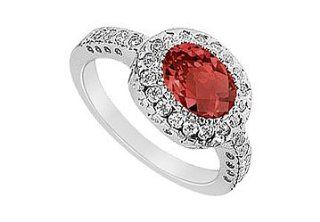 Unique Jewelry SCK354W14DR Ruby and Diamond Ring   14K White Gold   1.50 CT TGW   Size 7 Unique Jewelry Jewelry