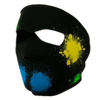Neoprene Full Face Mask   Glow Splatter OSFM Clothing