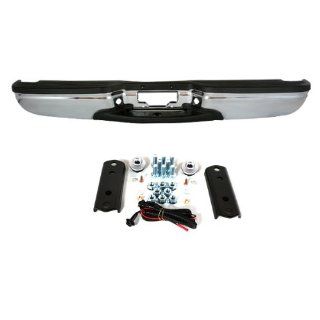 CarPartsDepot, Chrome Rear Step Bumper Replacement w/ Black Pad Lic Lamp Bracket, 364 18140 20 CH FO1103107 Automotive