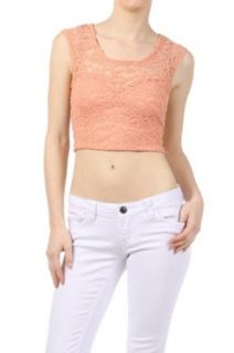 G2 Chic Women's Lace Crop Top(TOP DSY,LGN S) Clothing