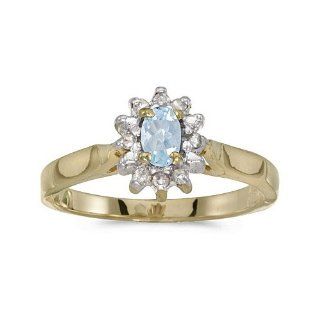 14k Yellow Gold Oval Aquamarine And Diamond Ring (CM RM6410X 03) Jewelry