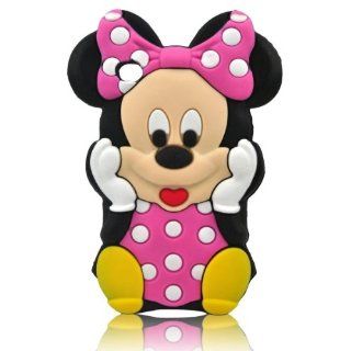 FJX 3D Cartoon Minnie Mouse Soft Silicon Case Protector Cover Compatible for Apple Iphone 4/4G/4S Pink Cell Phones & Accessories