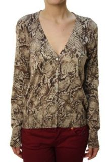 Lucky Brand Women's Button Down Rattle Snake Pattern Blouse Brown Clothing