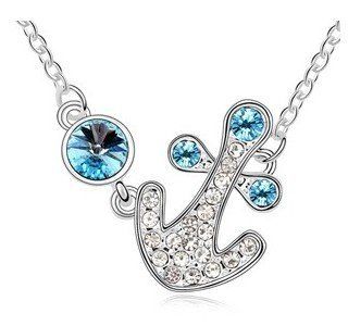 Charm Jewelry Swarovski Crystal Element 18k Gold Plated Aquamarine Blue Anchors Elegant Fashion Necklace Z#540 Zg51e391 Jewelry