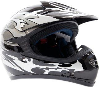 Youth Kids Offroad Helmet DOT Motocross ATV Dirt Bike MX Motorcycle Black Silver 394   Small Automotive