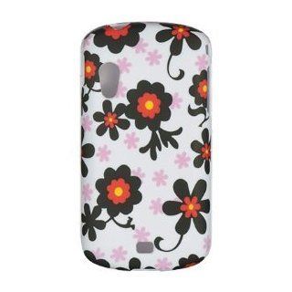 Samsung Stratosphere Sch i405 I405 Cover Faceplate Face Plate Housing Snap on Snapon Rubberized Protective Hard Crystal Case Black with RED and Pink Daisy on White Cell Phones & Accessories