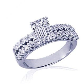 1.30 Ct Emerald Cut Diamond Engagement Ring Pave Setting FLAWLESS 14K GOLD GIA Fascinating Diamonds Jewelry